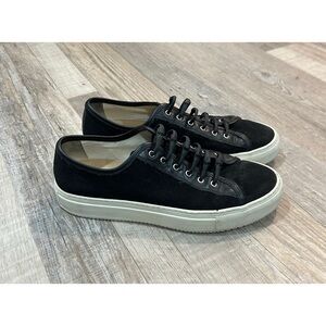 Woman By Common Projects Canvas Sneakers Black Size 7.5 Leather Neutral Casual